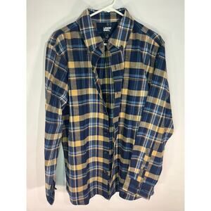 LANDS' END Long Sleeve Plaid Men's Size Large Flannel Button Up Shirt
